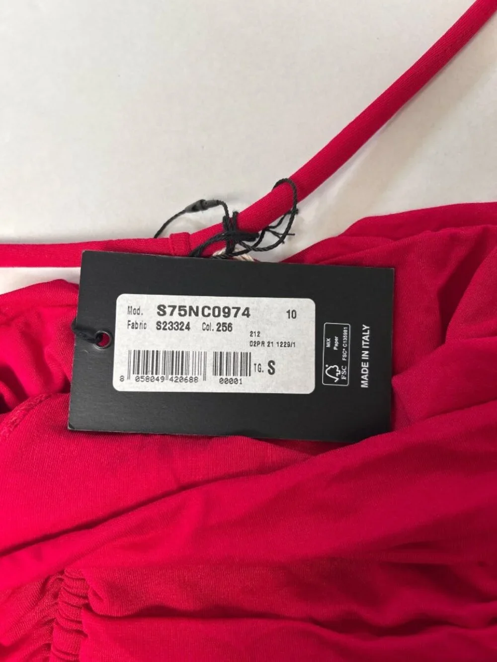 DSQUARED2 Spaghetti Strap Ruched Body Contour Top Bright Red Size Small NWT - Picture 5 of 6